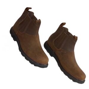 Skechers Mens Brown Leather West Louis Chelsea Boots Pull On Work Boots Size 9